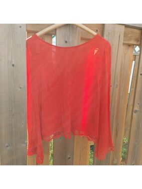 H&M X Coachella Official Collection Red Boho Top Flare Sleeve Size Small